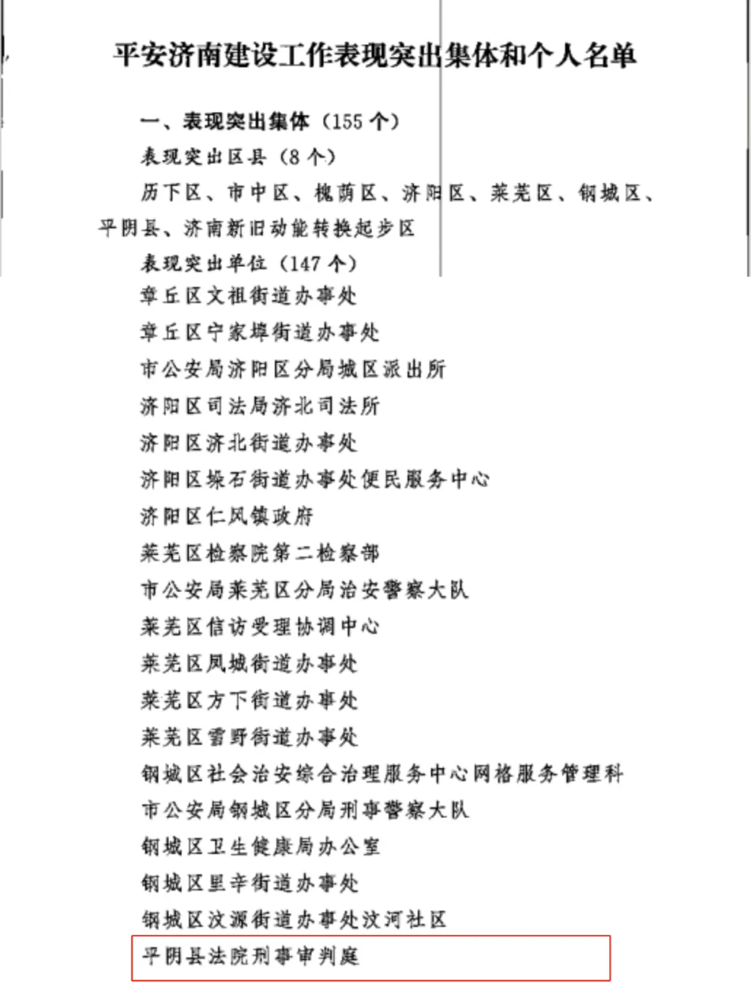 喜报！平阴法院在平安济南建设工作中荣获表...